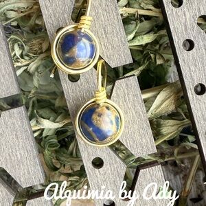 Alquimia Blue and Gold Lapis Lazuli Dangle Earrings